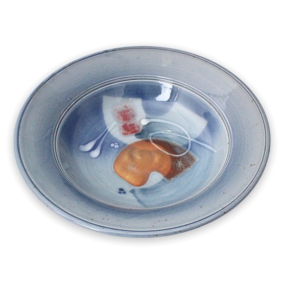 James Brooke Ceramic Bowl Art Pottery Blue Abstract Modernist Large Centerpiece - Picture 1 of 9